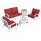 Leisuremod Walbrooke Modern White Patio Conversation With Round Fire Pit With Slats Design & Tank Holder, Red WWS-29-24-57-31-R - alternate 1