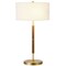 Homeroots 25" Gold and Oak Metal Two Light Table Lamp With White Drum Shade 523605 - alternate 7