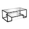 Homeroots 45" Clear And Black Glass And Steel Sled Coffee Table With Shelf 520964 - alternate 6
