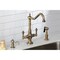 Kingston Brass Two-Handle Single-Hole Kitchen Faucet with Brass Sprayer, Antique Brass KS1773ALBS - alternate 5