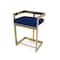 Homeroots 26" Blue and Gold Metal and Velvet Low Back Counter Height Bar Chair 555073 - alternate 3
