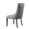 Homeroots Set of Two Tufted Light Gray and Espresso Upholstered Faux Leather Dining Side Chairs 543525 - alternate 6