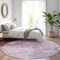 Homeroots 8' Purple Ivory And Denim Blue Round Floral Washable Indoor Outdoor Area Rug 605327 - alternate 5