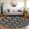 Homeroots 8' Black And Ivory Round Floral Washable Indoor Outdoor Area Rug 595927 - alternate 3