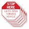 Signmission Stop Here Gates Open Towards Vehicl, 10 inch X 10 inch, Aluminum Metal Signs, 5PK OC-A-5Pack-10-304 - alternate 1