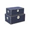 Homeroots Set of Two Navy Blue Wood Fabric And Metal Box With Lid, 2PK 489387 - alternate 6