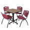 Regency Square Kobe Breakroom Table W/ 4 M Stack Chairs, 30 in W, 30 in L, Noble Oak TKB3030NO47BY - alternate 1