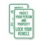 Signmission Protect Your Person and Property Lock Your Vehicle, 12'' X 18'' 2 Signs, Heavy Gauge Aluminum, 2PK A-1218-2PACK-23233 - alternate 1
