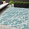Homeroots 5' X 8' Teal Abstract Washable Non Skid Indoor Outdoor Area Rug 559329 - alternate 1