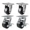 Hyw Products Heavy Duty Caster Set 4in Phenolic Wheels, 2 Rigid & 2 Swivel with Brake, 4PK 40-40R-A1-PH-2,40-40S-A1-PH-TB-2 - alternate 1