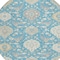 Homeroots 8' Teal Blue Gray And Ivory Round Damask Washable Indoor Outdoor Area Rug 599456 - alternate 5