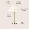 Jonathan Y Freida 21.25" Modern Glam Metal Column LED Table Lamp w/USB Charging Port and Pleated Shade, Brass Go JYL1149A - alternate 7