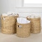 Happimess Avery Bohemian Cottage Hand-Woven Hyacinth Cylinder Nesting Baskets with Handles, Natural, 3PK BSK2011A-3SET - alternate 1