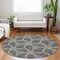 Homeroots 8' Charcoal And Gold Round Geometric Washable Indoor Outdoor Area Rug 613484 - alternate 4