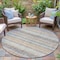 Homeroots 8' Gray And Silver Round Striped Washable Indoor Outdoor Area Rug 632217 - alternate 4