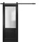 Sartodoors Sturdy Barn Door, Lucia 22 Matte Black with Frosted Glass, 6.6FT Rail Hangers Heavy Hardware Set ,  LUCIA22BD-B-BLK-30 - alternate 1