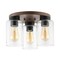 Jonathan Y Nola 13" 3-Light Bohemian Farmhouse Iron/Seeded Glass LED Semi Flush Mount, Wood Finish/Clear JYL7564A - alternate 7