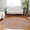 Homeroots 8' Pink Gray And Beige Round Floral Washable Indoor Outdoor Area Rug 604787 - alternate 5