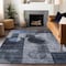 Homeroots 5' X 8' Navy Blue Gray And Charcoal Geometric Washable Indoor Outdoor Area Rug 604331 - alternate 5