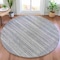 Homeroots 8' Gray And Silver Round Striped Washable Indoor Outdoor Area Rug 631499 - alternate 6