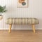 Homeroots 47" Black Cream and Natural Geo Stripe Cotton Blend Upholstered  Bench 548256 - alternate 7
