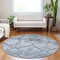 Homeroots 8' Sky Blue And Denim Blue Round Floral Washable Indoor Outdoor Area Rug 588866 - alternate 7
