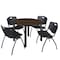 Regency Round Kee Breakroom Table W/ 4 M Stack Chairs, 48 in W, 48 in L, Neo Walnut TB48RNDNWBPBK47BK - alternate 1