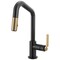 Brizo Litze Pull-Down Prep Faucet with Angle Spout, Industrial Handle Matte Black/Luxe Gold 63964LF-BLGL - alternate 1