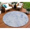Homeroots 8' Sky Blue And Denim Blue Round Floral Washable Indoor Outdoor Area Rug 583132 - alternate 1