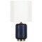 Homeroots 15" Blue and Gold Ceramic Cylinder Table Lamp With White Drum Shade 546122 - alternate 1