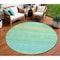 Homeroots 8' Aqua Green And Yellow Round Striped Washable Indoor Outdoor Area Rug 614793 - alternate 1