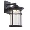 Jonathan Y Campo 10.25" Outdoor Wall Lantern Crackled Glass/Metal Integrated LED Wall Sconce, Black JYL7450A - alternate 1
