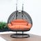 Leisuremod Charcoal Wicker Hanging 2 person Egg Swing Chair with Orange Cushions ESCCH-57OR - alternate 8