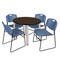 Regency Round Kee Breakroom Table W/ 4 Zeng Stack Chairs, 36 in W, 36 in L, Neo Walnut TB36RNDNWBPCM44BE - alternate 1
