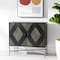 Homeroots 36in Dark Brown and Silver Solid Wood and Iron Carved Geometric Accent Cabinet With Two Doors 611059 - alternate 5