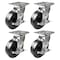 Hyw Products Heavy Duty Caster Set 6in Phenolic Wheels, 4 Swivel with Brake, 4PK 40-60S-A1-PH-TB-4 - alternate 1