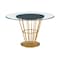 Homeroots 48" Clear And Gold Glass And Stainless Steel Pedestal Base Round Top Dining Table 569438 - alternate 5