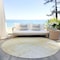 Homeroots 8' Gold Ivory And Beige Round Abstract Washable Indoor Outdoor Area Rug 587280 - alternate 4