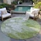 Homeroots 8' Olive Green And Gray Round Abstract Washable Indoor Outdoor Area Rug 582172 - alternate 8