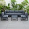 Leisuremod Chelsea 7-Piece Patio Sectional And Coffee Table Set Black Aluminum With Cushions, Black CSTBL-7BL - alternate 7