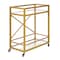 Homeroots Brass Steel And Glass Rolling Bar Cart 530453 - alternate 6