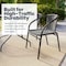 Flash Furniture Square Metal Table, Sqr w/Rattan Chairs, Gray, 28", Aluminum, Glass, Metal, Plastic, Rattan, Clear TLH-073SQ-037GY2-GG - alternate 12