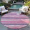 Homeroots 8' Pink Gray And Green Round Striped Washable Indoor Outdoor Area Rug 598916 - alternate 6