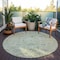 Homeroots 8' Artichoke Green Beige And Gray Round Damask Washable Indoor Outdoor Area Rug 604176 - alternate 7