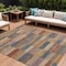 Homeroots 9' X 12' Beige Blue And Gold Striped Washable Indoor Outdoor Area Rug 615468 - alternate 1