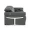 Homeroots 65in Dark Gray and Black Italian Leather Power Reclining Loveseat 720492 - alternate 4
