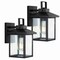 Jonathan Y Bungalow 6.75" 1-Light Iron/Seeded Glass Rustic Traditional Lantern LED Outdoor Sconce, Black, 2PK JYL7608A-SET2 - alternate 1