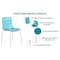 Leisuremod Astor Plastic Dining Chair with White Steel Base in Transparent Blue, 2PK ACW-20TBU2 - alternate 7