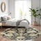 Homeroots 8' Black And Ivory Round Floral Washable Indoor Outdoor Area Rug 605189 - alternate 5