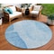 Homeroots 8' Denim Blue And Sky Blue Round Abstract Washable Indoor Outdoor Area Rug 582010 - alternate 1